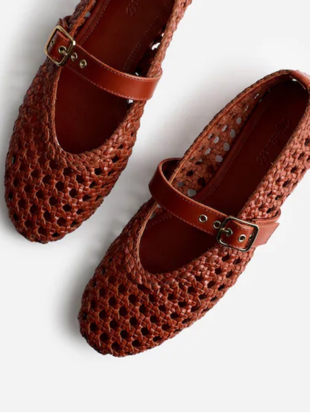Madewell The Remy Mary Jane Flat in Woven Leather Dusty Redwood Size 8 NIB